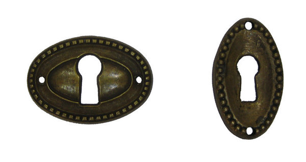 Schlüsselschild oval / Perlrand, Messing